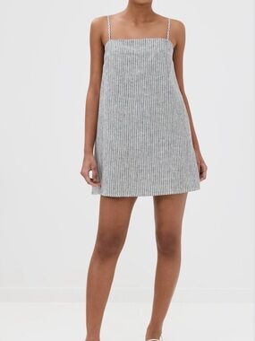 Reformation Aubree Linen Striped Mini Dress